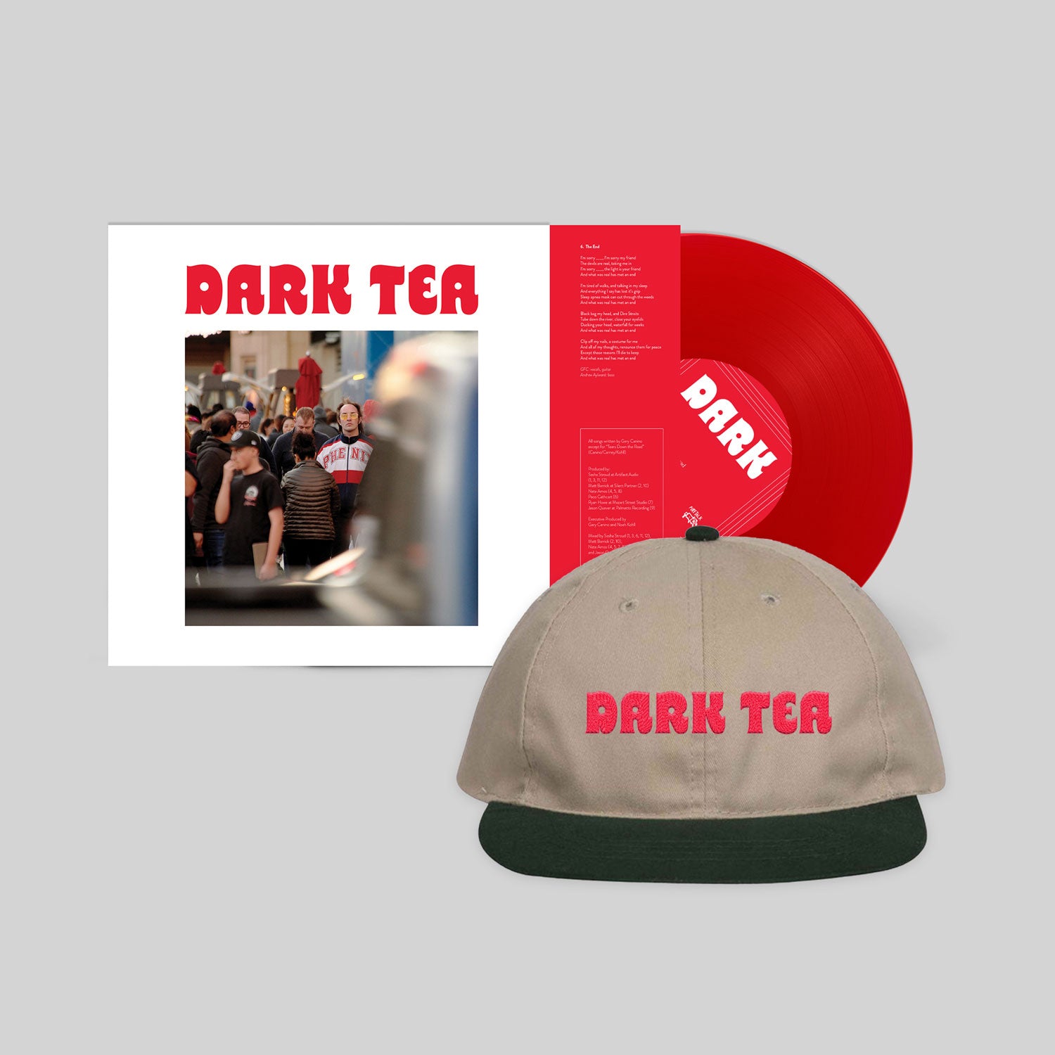 DARK TEA LP2 BRIGHT RED VINYL & HIGHWAY MILE HAT BUNDLE